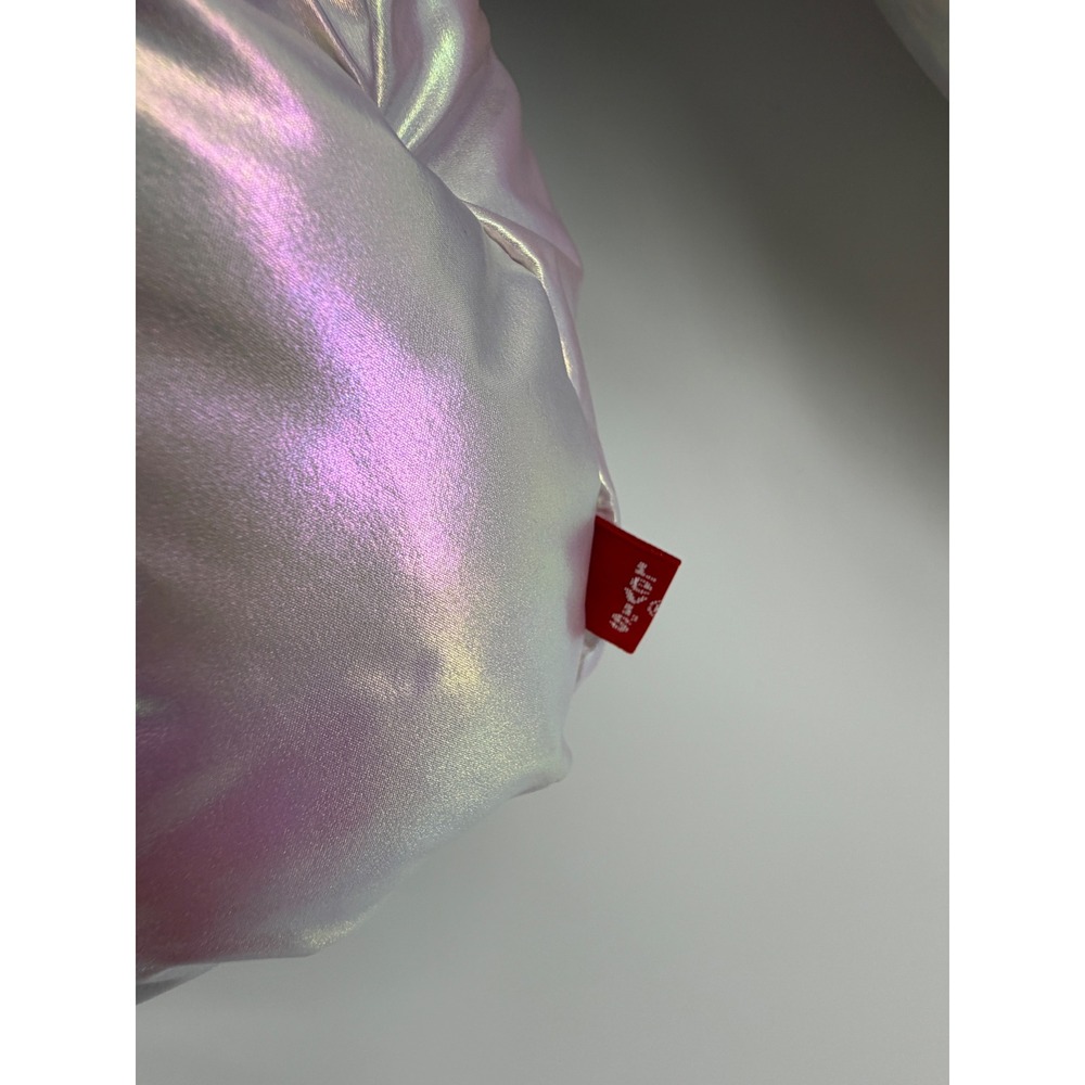 Levis Girls Iridescent Puffer Jacket Coat Holographic Pink Purple XL 13-15 Years - Picture 5 of 7